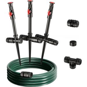 Flexible Sprinkler System, Above Ground DIY Irrigation Kit, Multi-Adjustable Lawn Sprinkler Set, Ideal for Plant and Flower Bed Watering, 30ft Garden Hose Included