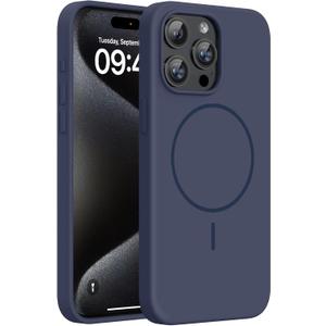 Miracase Magnetic for iPhone 15 Pro Max Case, [Soft Anti-Scratch Microfiber Lining], Compatible with MagSafe, Liquid Silicone Case Shockproof Drop Protection Phone Case for 15 ProMax, Dark Blue
