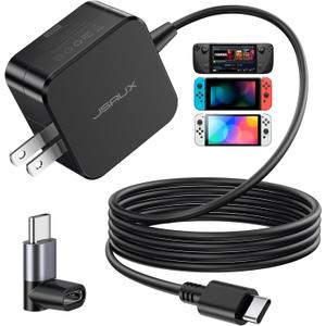 JSAUX 45W USB C Charger for Steam Deck/OLED, 5FT Cable Type C PD 3.0 45 Watt Fast Charging Compatible with Steam Deck, Switch/OLED, iPhone Air/17/16/15, Samsung S25 S24 S23 S22, Pixel, iPad, MacBook