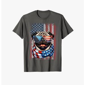 Pug Dog Lover US Flag 4th Of July Patriotic T-Shirt, 3XL