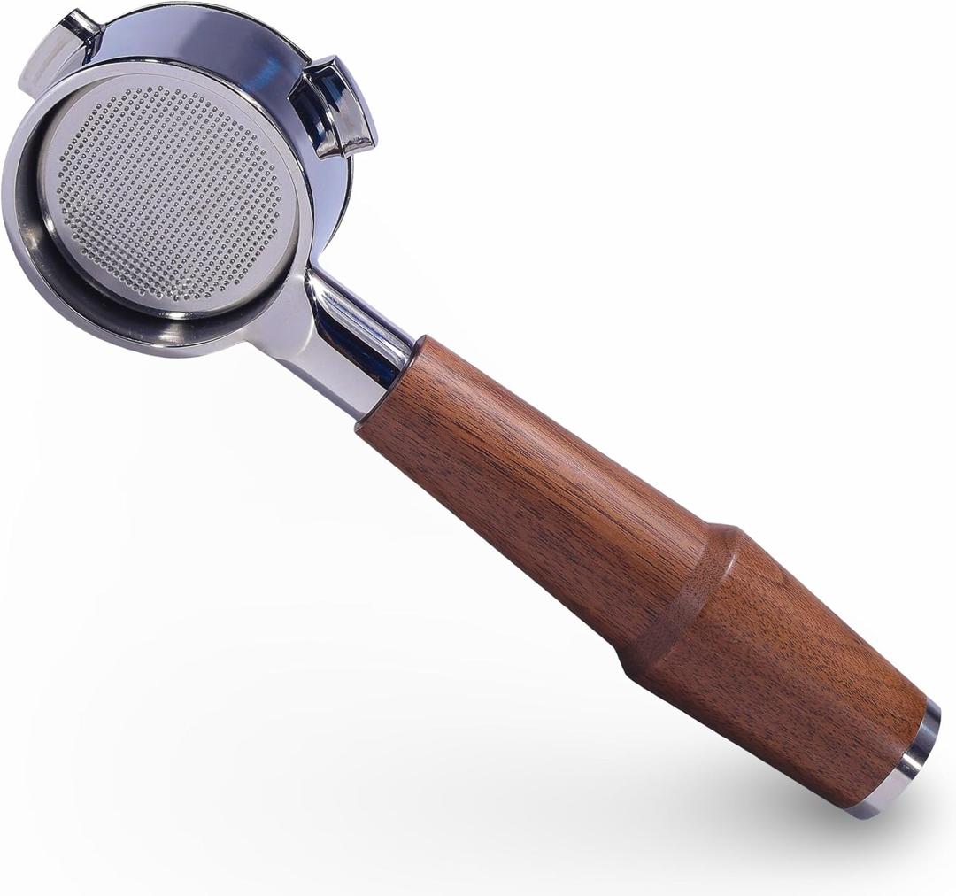 Bottomless Portafilter 54mm Walnut for Breville Barista Express, Pro, Touch, Bambino Plus | Premium Naked Portafilter | Fits BES870XL, BES878, BES880 | Includes 1821g Filter Basket, Walnut
