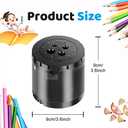 Heavy-Duty Electric Pencil Sharpener USB and Battery Power 4 Replacement Blades 4-Hole Adjustable for 6-12mm Art Pencils Large Capacity Automatic Pencil Sharpeners Black