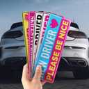 5pcs New Driver Magnet for Car, 11x3.35in Reflective Funny Student Learner Driver Magnetic Stickers Waterproof Removable Bumper Safety Rookie Attention Sign Decal for Beginners Learning (Rose)