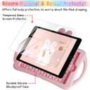 WESADN for iPad 9th Generation Case iPad 8th 7th Generation Cases 10.2 inch for Kids Girls with Screen Protector Shoulder Strap Kickstand Cute Rabbit Silicone Cover for iPad 10.2 Case Pink