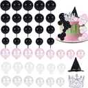 42pcs Witch Theme Cake Decorations, Witch Theme Party Supplies with Balloons, Balls, Wizard Hat & Crown Birthday Cake Topper for Women Girls Birthday Halloween Magic Party Decor (Pink, Black)