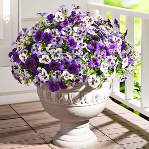 Waipfaru 20 Bundles Artificial Pansy Flowers for Outdoor, UV Resistant Faux Silk Flowers for Outdoor Planters Front Door Porch Yard Patio Window Box Home Decor (White, Purple, Light Purple)