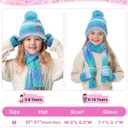 Kids Winter Hat Scarf Gloves Set, Girls Boys Toddler 8% Wool Warm Fleece Lined Pom Pom Beanie Hat Knit Neck Scarf Soft Thick Mittens Gloves for Cold Weather 3 In 1 Birthday Christmas Gift for Children