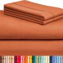 LuxClub 4 PC King Sheet Set, Deep Pockets Wrinkle Free Cooling Bed Sheets Hotel Bedding for Women, Men, Includes 1 Fitted Sheet, 1 Flat Sheet and 2 Pillowcases-Silky Soft Autumn Orange