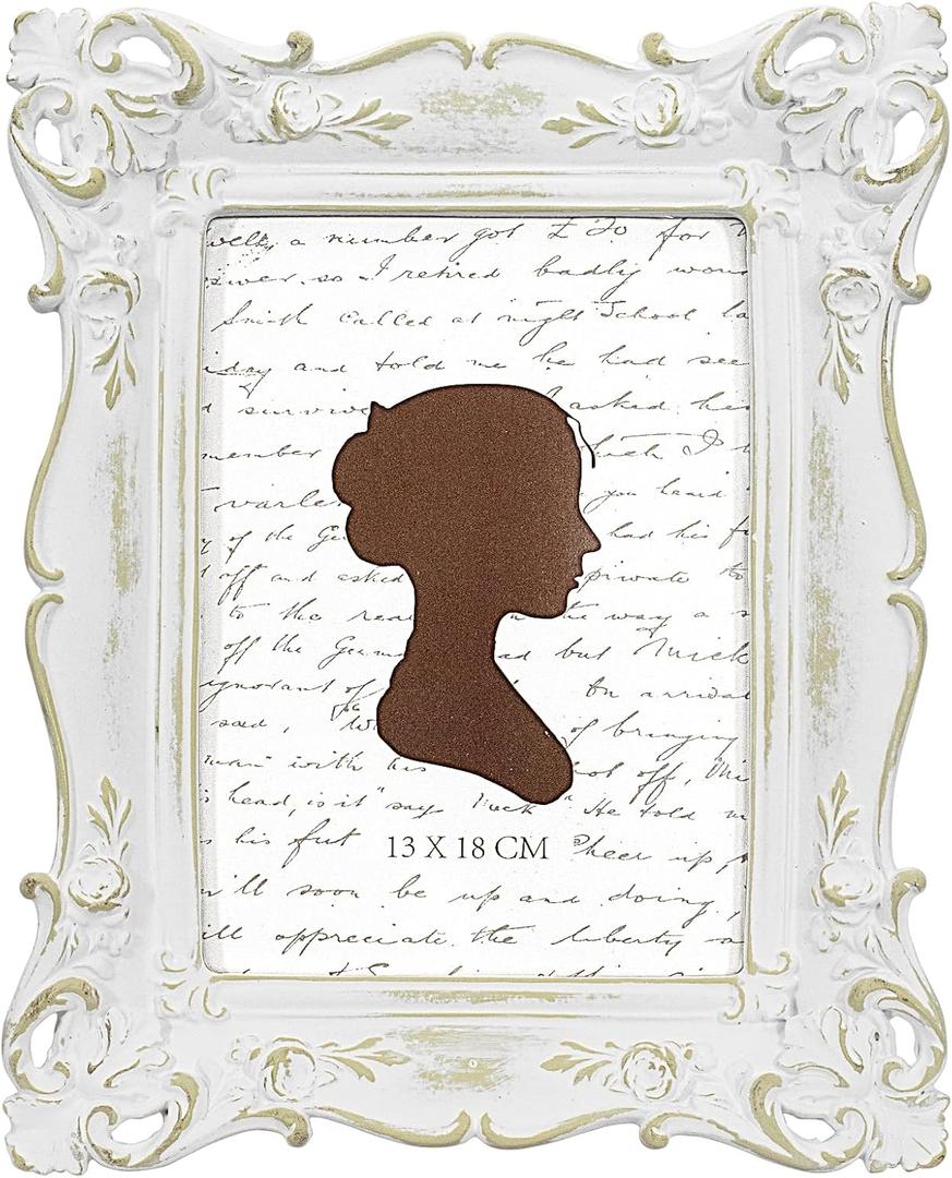 AELS 5x7 Inch Vintage Picture Frame, Elegant Antique Photo Frames with Glass Front, Photo Display, Tabletop Wall Hanging, Gift Ideas, Off White