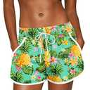 Hawaiian Board Shorts for Women UV Sun Protection Swimming Beach Tropical Beach Pineapple Shorts XXL