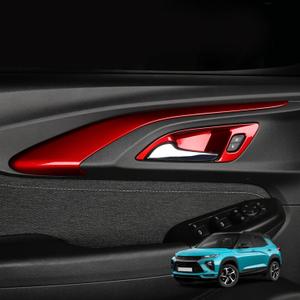 4pcs Inner Door Panel Stripe Door Bowl Handle Cover Trim Interior Replacement Compatible with Chevy Trailblazer 2021-2025 Accessories (Red)