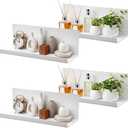 4 Pack Adhesive Acrylic Floating Shelves, 11.8 Inch No Drill Wall Mount Shelves, Bathroom Shower Organizer for Kitchen, Bedroom Office Bathroom Storage White