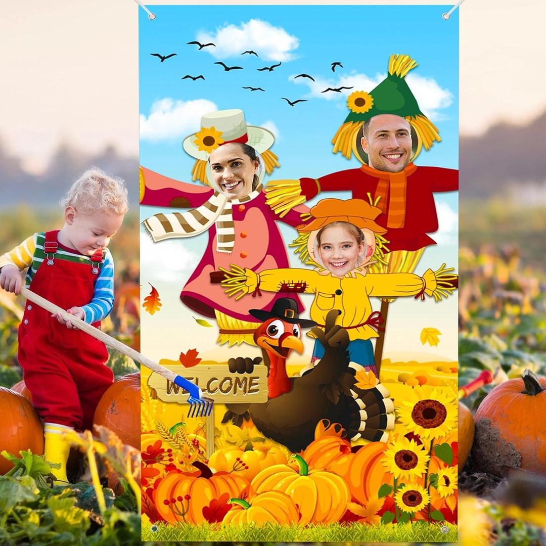 3 x Premium Fall Photo Backdrop, Backdrops for Photography, Classic Design, HQ Fabric, HD Printing, Funny Festival Games, Perfect Photo Props for Fall Thanksgiving Birthday Festival Party Decorations