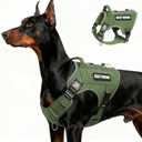 MOOGROU Tactical Dog Harness for Large Dogs,No Pull Military Dog Vest with Handle,Reflective Heavy Duty Pet Harness for K9 Working Walking Hiking Training Green XL