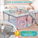 OCATO Baby Playpen: Foldable Playpen for Babies and Toddlers Large Play Pen Portable Playpen Fence Indoor Outdoor Kids Safety Area Travel Play Yard with 1 Storage Bag 4 Handlers 50 Balls (50" 50")