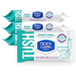 Nice 'N CLEAN SecureFLUSH Alcohol Free Flushable Wipes, Gentle for Sensitive Skin, 3 Flip-Top Packs (126 Total Wipes)