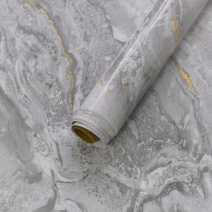 BAYYA Marble Peel and Stick Countertops Kitchen Counter Top Cover Marble Wallpaper Countertop Covers Glossy Light Grey Heat Resistant Waterproof Countertop Laminate Sheets Vinyl Wrap 31.5"x354"