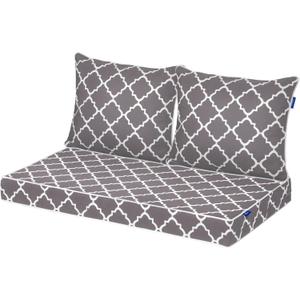 Outdoor Loveseat Cushion Set Patio Deep Seat Cushion for Outdoor Furniture Water Repellent 44'' x 24'' Patio Cushion Set for Couch, Bench and Swing, Fade Resistant (Grey Plaid)