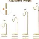 74" Gold Shepherds Hook Stand Adjustable Free Standing Pole Holder for Hanging Bird Feeders, Plants, Lanterns, Wreaths, and Wind Chimes, Heavy Duty Base for Indoor & Outdoor Use, Holds Up to 20 LBS
