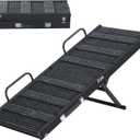 Dog Ramp for Bed, 39.8'' Long Foldable Dog Ramp for Couches & Cars, 5 Adjustable Heights from 11.6" to 23.2" with Anti-Slip Mat & Safety Rails, Small Medium Dog Up to 50 lbs, Black DRHB1001