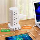 Power Strip Tower Surge Protector, 6FT Flat Plug Extension Cord with Multiple Outlets, 12 AC Outlets 4 USB (2 USB C), Desktop Charging Station with Surge Protection for Home Office Dorm Room, White