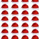 Satinior 28 Pcs Santa Hat Bulk for Adult Red Christmas Claus Santa Hat Plus Size Plush Non Woven Fabric Cap for Christmas Holiday Party Supplies