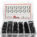 AKIHISA 60 Pcs 28-33mm Spring Hose Clamp, Spring steel 65Mn Fuel Hose Clamp, 6 sizes for Silicone Vacuum Fuel Oil Hose Line Clamps