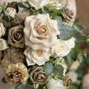Ling's moment Intimate Brown Bridal Bouquet Cascading, Beige Wedding Bouquets for Bride, 13 Inch Bride Bouquets for Wedding Artificial Flowers Bouquets