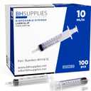 100 Pack 10ml Syringes with Cap, Luer Slip Tip, 10cc syringe Whole Pack Bulk Sterile Sealed, No Needle