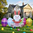 DR.DUDU Easter Inflatables Outdoor Decorations, 7 FT Long Easter Bunny with Eggs, Happy Easter Decorations, Easter Blow up Yard Decorations for Garden Lawn Holiday Party