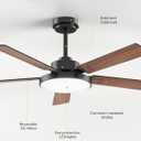 52 inch Black Ceiling fan with Light and Remote/APP, Ceiling Fans with Lights, 3CCT, Reversible 6 Speeds Quiet, Black Modern Ceiling Fan with Light for Indoor Outdoor Bedroom Patio Living Room