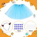 Blue Cookie Monster Costume Set Cookie Monster Cosplay Outfit Tutu Skirt Ear Headband Stickers for Party Dress Up