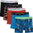 Hanes Boys' Boxer Briefs, Moisture-wicking Cotton Stretch Underwear, Assorted 5-pack (Small, Blue/Black/Red Assorted)