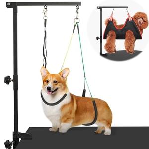 Dog Grooming Arm with Pet Grooming Hammock, getlstub 35" Pet Grooming Table Arm with Adjustable No Sit Haunch Holders, Dog Grooming Stand with Loop Noose for Small and Medium Pets, M
