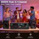 3000W Peak 5.1-Channel Home Audio Power Amplifier HiFi Stereo Amplifier with Subwoofer, 3 Microphone Inputs, USB/SD Card Reader, Remote Control for Karaoke & Home Theater