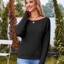 Women Off The Shoulder Sweater Batwing Long Sleeve Loose Fit Knit Pullover Tops Casual Fall Jumper Tops 2024 (Black, XL)