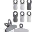 COOK WITH COLOR Bag Clips - Heavy Duty Chip Clip and Refrigerator Magnet Clips for Food Storage with Air Tight Seal Grip, Grey Ombre, Pack of 8 Gray White