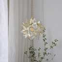 LIFENICEST Glass Flower Pendant Lights Floral Petal Light Fixture Modern Hanging Lamp 7 Inch Mini Pendant Lighting for Kitchen Island - Clear Textured Glass Shade