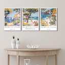 Henri Matisse Beach Wall Art Vintage Coastal Landscape Wall Decor Painting, Amalfi Coast Poster Canvas Prints Aesthetic for Bedroom Living Room 12x16 inch Framed