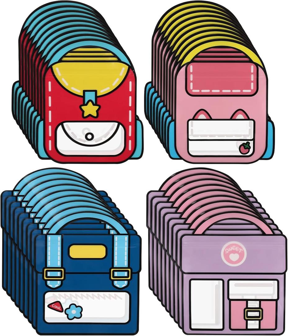 36 PCS Bulk Gift Bags for Kids with Handle,Children Large Goodie Bags with Stand-up Bottom, Grip Seal Party Favor Bag, Students Back to School Treat Bag, Cute Snack Candy Bags for Birthday, Classroom (Red,Blue,Pink,Purple)