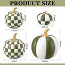 4 Pcs Large Sage Green Pumpkins Checkered Thanksgiving Home Decor Resin