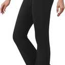 Yoga Pants for Women High Waisted Flare Leggings Bell Bottom Leggings Front Seamless Flared Workout Pants Tummy Control (Medium, Black)