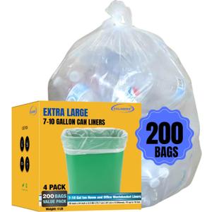 7-10 Gallon Clear Garbage Bags Medium Kitchen Trash Bags Large Plastic Wastebasket Trash Can Liners for Home and Office Bins, 200 Count (Fits 7 Gallon, 8 Gallon, 9 Gallon and 10 Gallon Bins) (200 Count (Pack of 1))