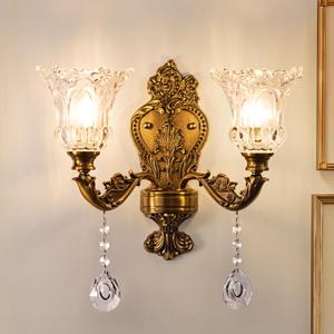Wellmet 2-Lights Gold Wall Sconce, Retro Wall Light, Bathroom Vanity Wall Lamp, Wall Light Fixtures for Living Room, Bedroom, Hallway, Bathroom, Stairway, W-18in (Bulb not Include)