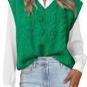 BTFBM Sweater Vest Women Oversized V Neck Cable Knit Casual Pullover Sweaters Fall Outfits 2025 Sleeveless Tops