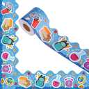 1 roll 65.62 Feet Welcome Back to School Bulletin Board Border Stickers, Bulletin Board Trim Classroom Decorations for Term Begins (Blue)