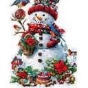 GLOBLELAND 200Pcs Christmas Snowman Wooden Jigsaw Puzzles for Adults 38.1x25.8cm/15x10inch Colorful Christmas Tree Wood Puzzles for Anniversary Birthday