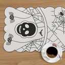 2 x Simplebrand Fall Halloween Table Runner 70 Inches Long, Cutwork Embroidered Black Spiders, Bats and Skull Dresser Scarf for Home Dining Holiday Autumn Halloween Thanksgiving Decor, 13 x 70 Inch