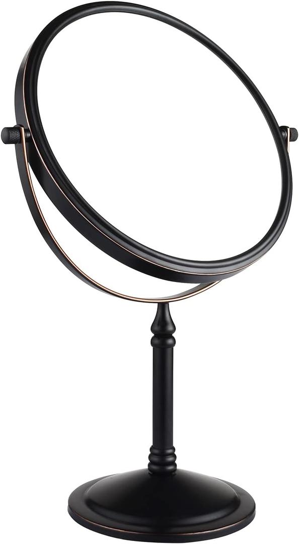 Nicesail Tabletop Magnifying Makeup Mirror with 10X Magnification, Double-Side Magnified Mirror, 360 Swivel Cosmetic Mirror for Table Desk Bathroom Vanity, No Light Oil Rubbed Bronze (8 Inch, 10X) (Orb)