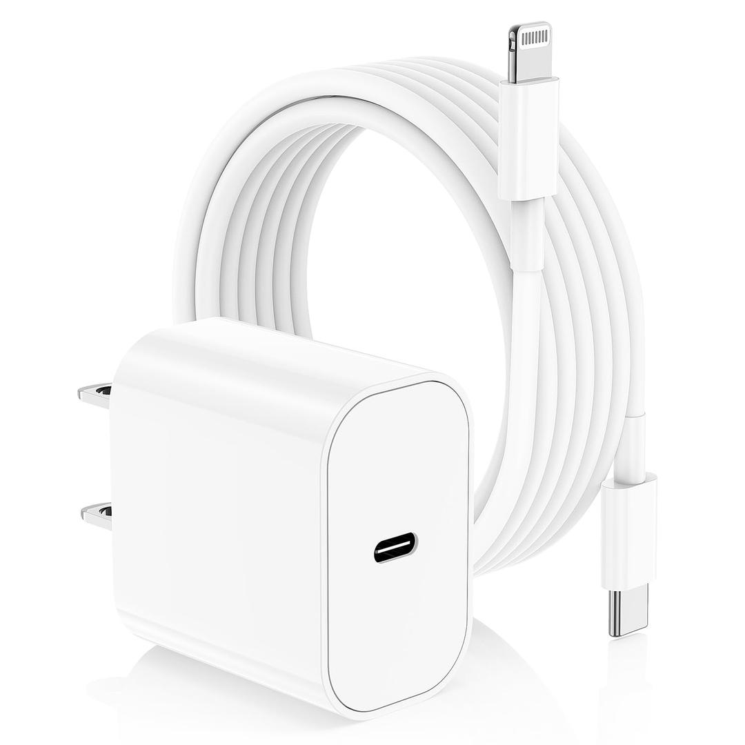 iPhone Fast Charger,Type C Wall Charger Block Plug and 10ft USB C to Lightning Charging Cable Cord Long,Power Adapter Cube Brick Box for Apple iPhone 14 Pro Max/14 Plus/14/13/12 Mini/11/XS Max/XR/iPad (White)